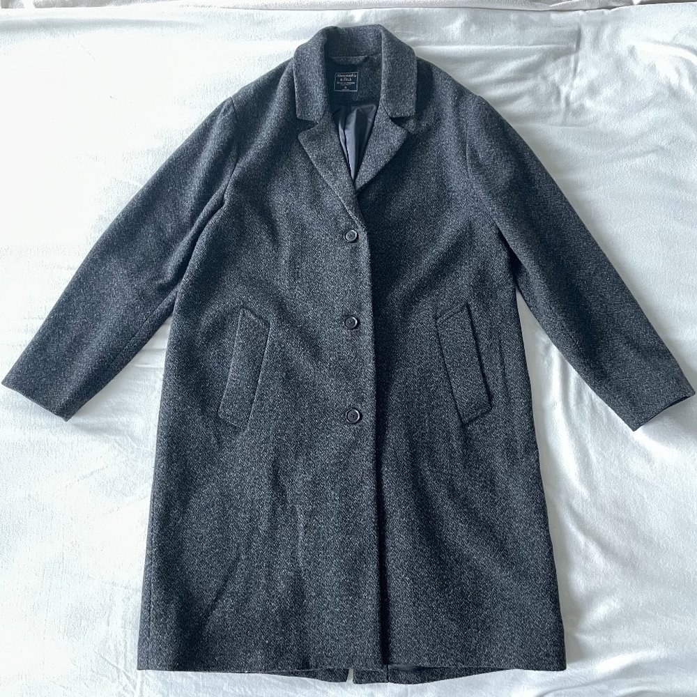 Abercrombie & Fitch Oversize Gray Wool Tweed Coat